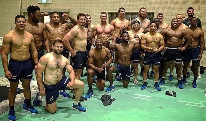 Powerful Springbok rugby players