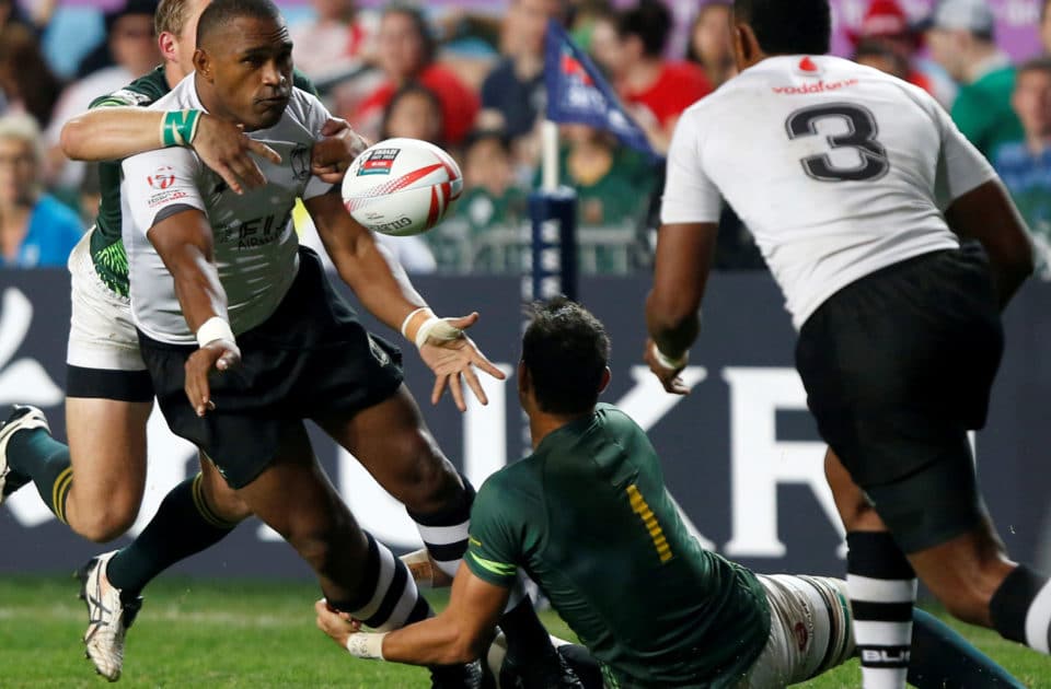 The Fijians doing what they do best. Dazzling spectators and confusing opponents.